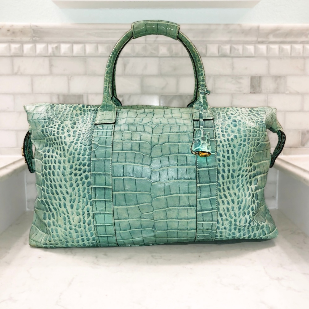 Dooney & Bourke Leather Crocodile Large Duffel Bag